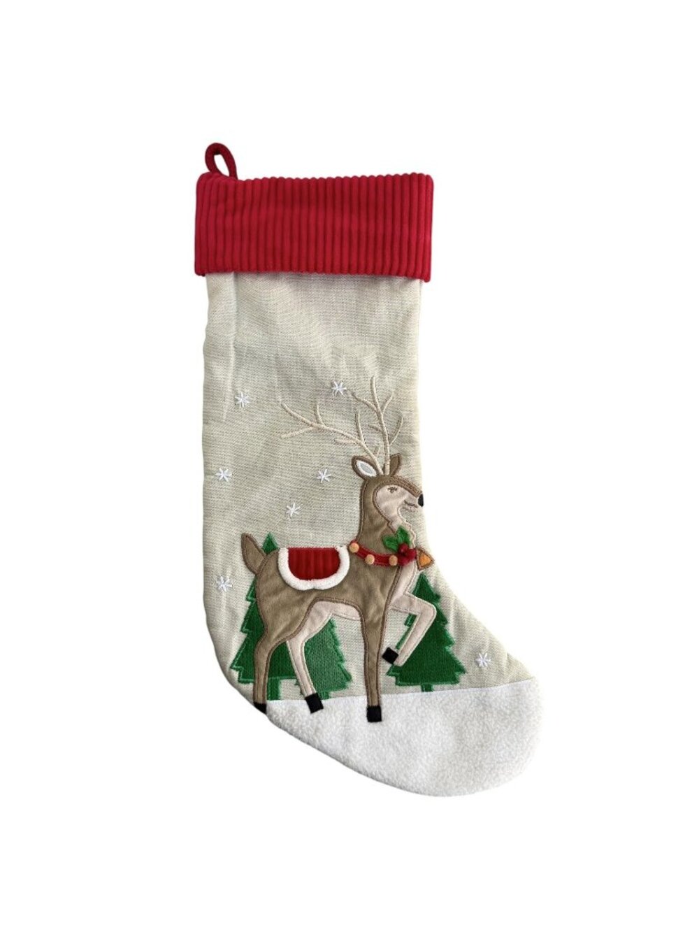 Target Wondershop Reindeer Deer Embroidered Christmas Stocking 22.5” Woodland